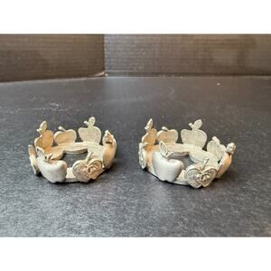 Scents & Accents Fine Pewter Set of 2 Apples Tea light Candle Holders VTG